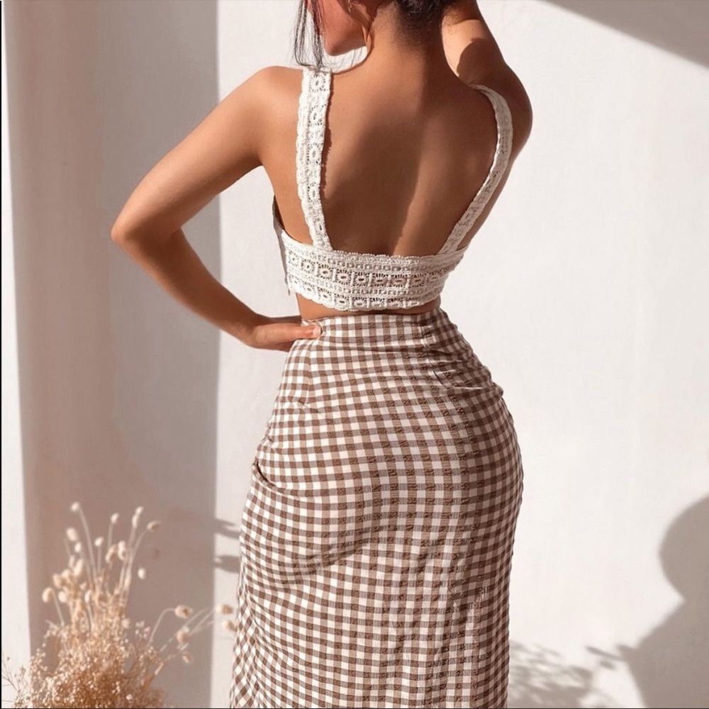 Zara Gingham Wrap Skirt Black/white color - Picture 7 of 11